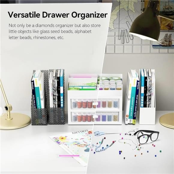 Storage Containers for Diamond Painting Accessories,2 Drawers with 96 Slots Bead - Picture 3 of 7